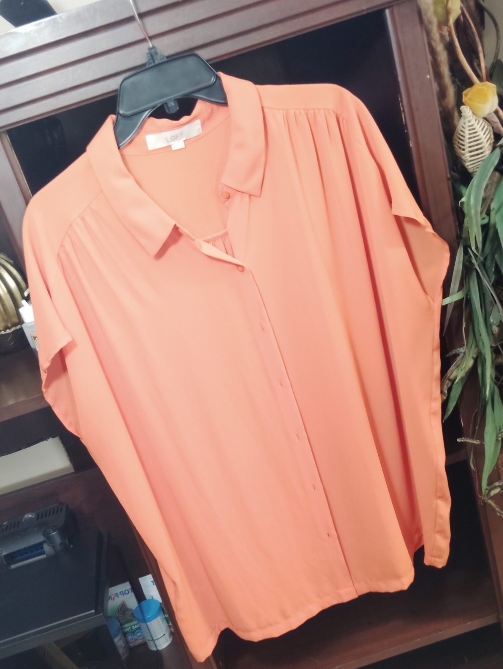 Loft Coral Button-Front Blouse